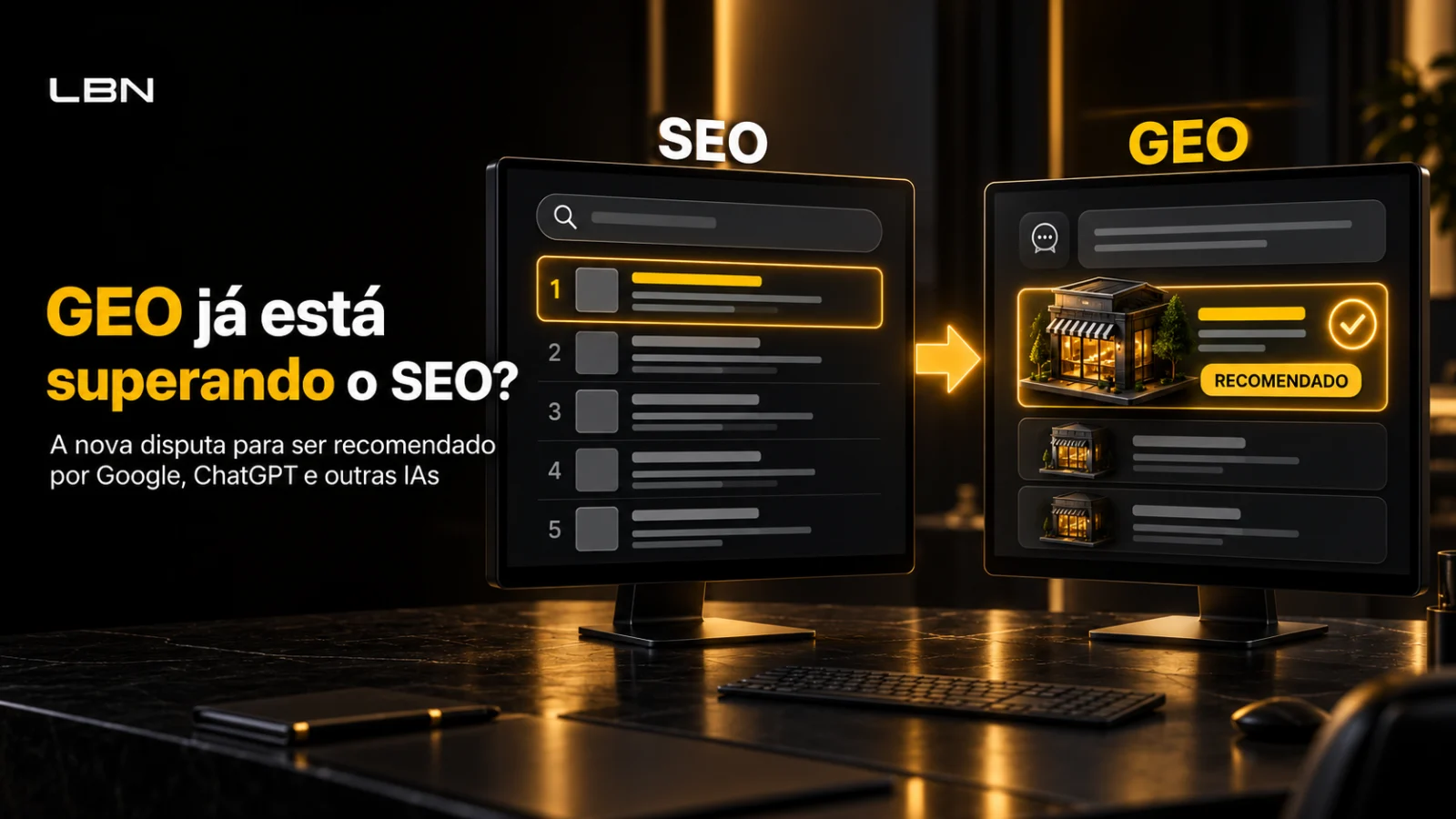 GEO j&aacute; est&aacute; superando o SEO? Como ser recomendado pelo Google, ChatGPT e outras IAs